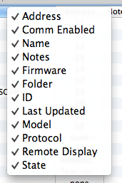 Device Column Selection Menu Image