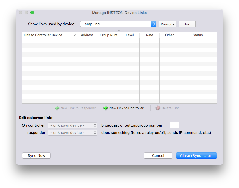 Device Links Dialog Image