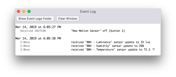 Event Log Window Image