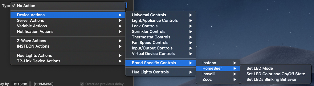 Homeseer Specific Actions Image