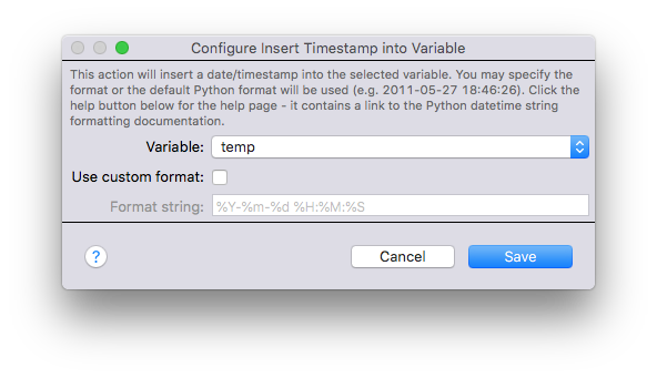 Insert Timestamp Into Variable Action Image