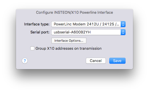 Insteon X10 Configuration Dialog Image