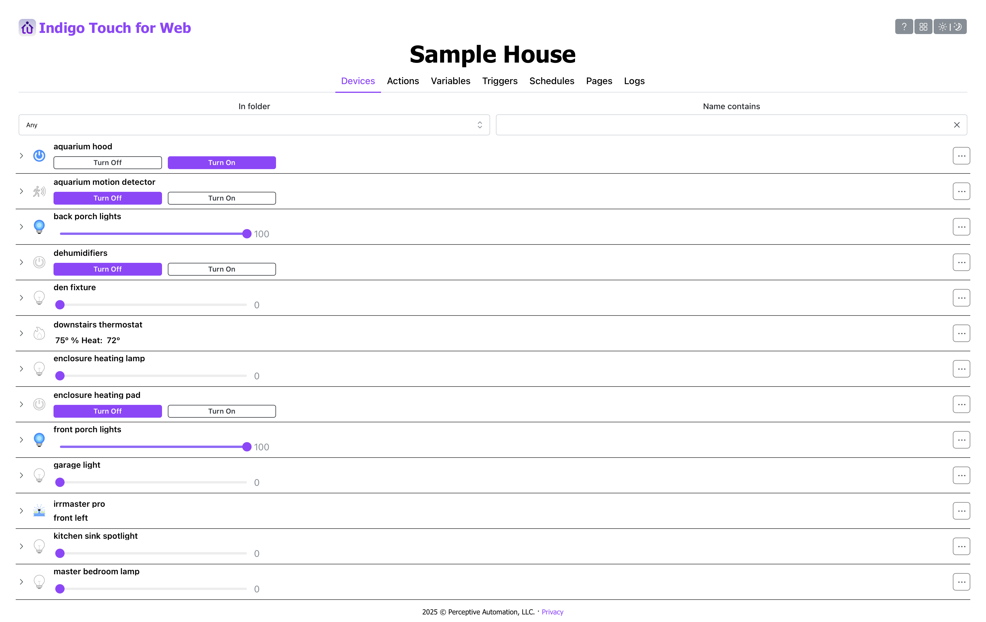 Indigo Touch Web List View