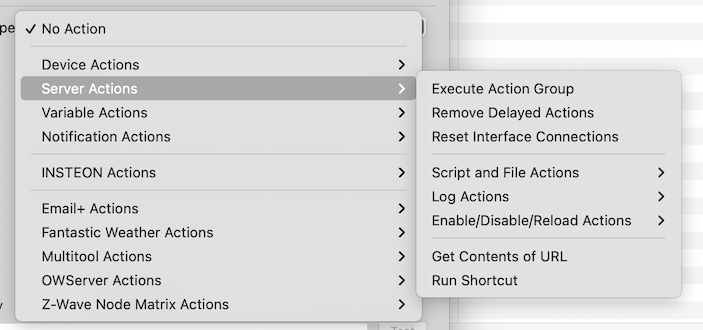 Server Actions Type Menu Image