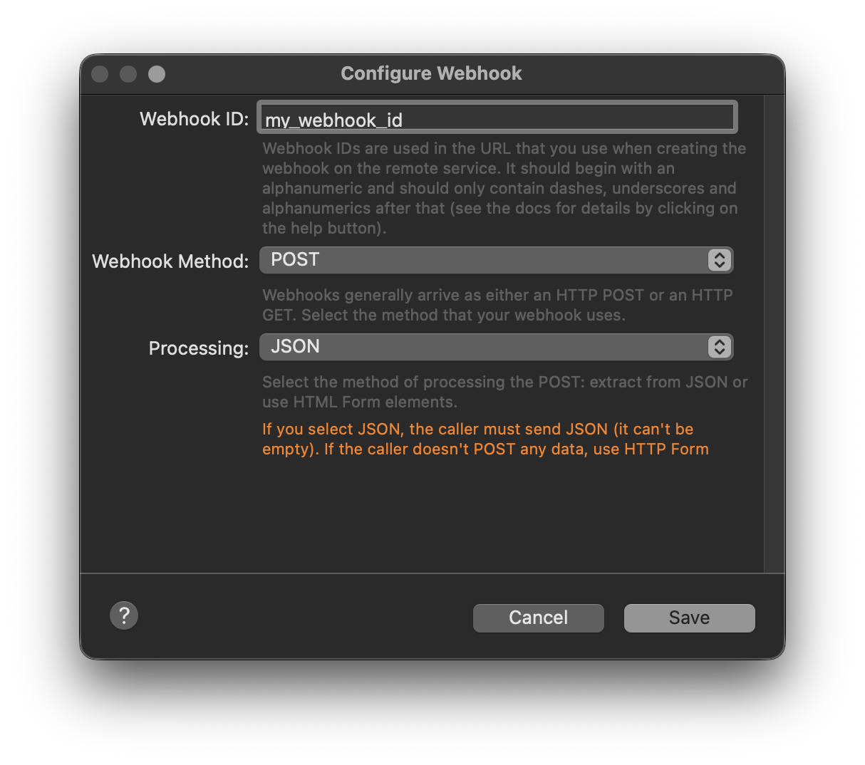 Webhook Trigger Config