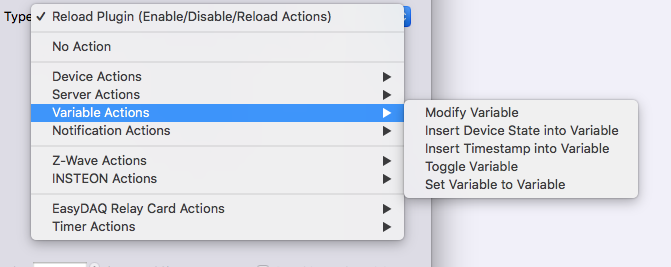 Variable Actions Type Menu Image
