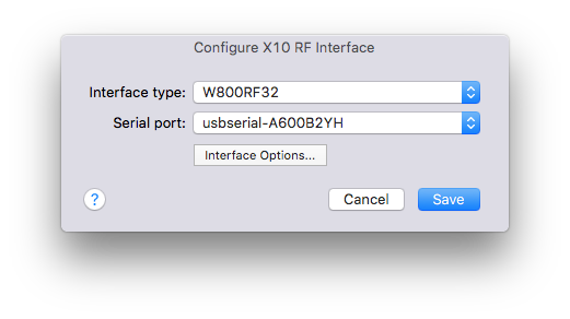 X10 RF Configuration Dialog Image
