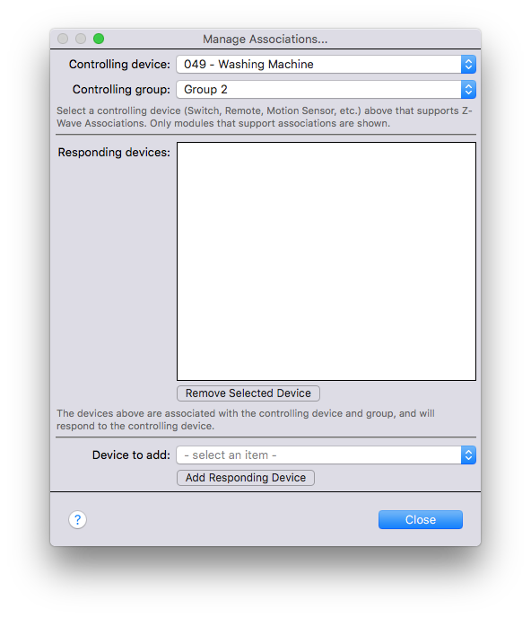 Z-Wave Dialog Manage Associations Image