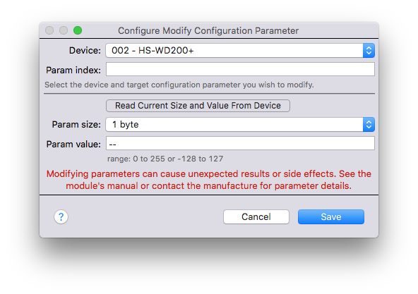 Z-Wave Modify Configuration Parameter Action Image